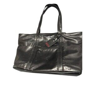 Tumi Weekender Bag Black Leather Tote Travel 18x17x8